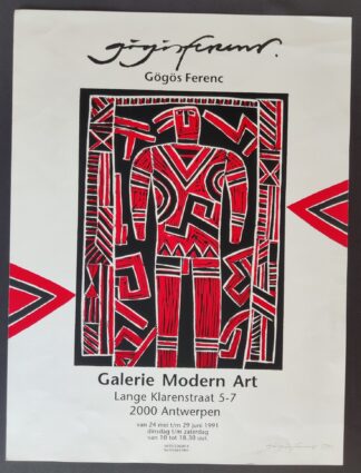 Affiche voor tentoonstelling, gesigneerd (1991) - Gögös Ferenc