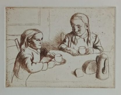 Twee meisjes aan een tafel - anoniem