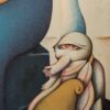 blauwe figuur met twee figuren witte figuur lithografie van Reme Jörg