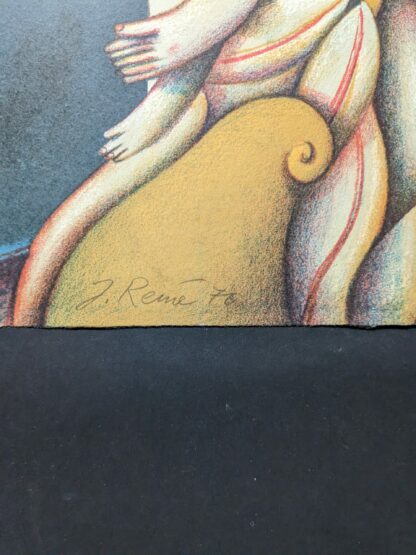 Reme jorg signatuur blauw lithografie van Reme Jörg