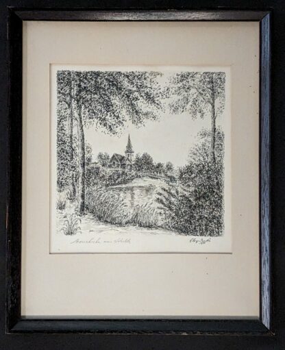Mariakerke aan schelde in zwarte kader tekening