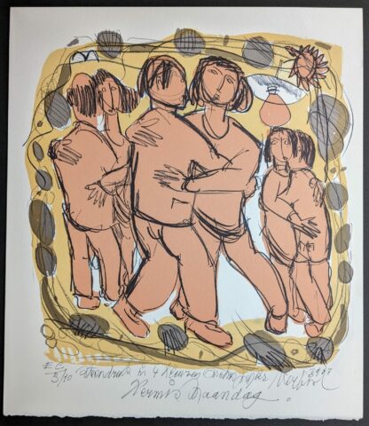 Maurits Verbist Kermismaandag lithografie in 4 kleuren op Arches