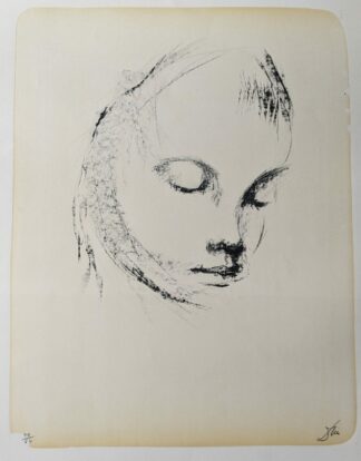 litho Dries Van den Broeck kindergezicht genummerd gesingeerd