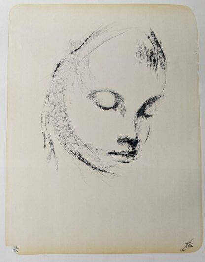 litho Dries Van den Broeck kindergezicht genummerd gesingeerd