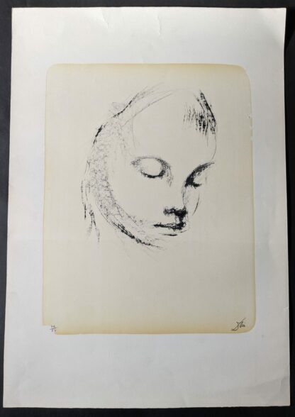 litho Dries Van den Broeck kindergezicht genummerd gesingeerd