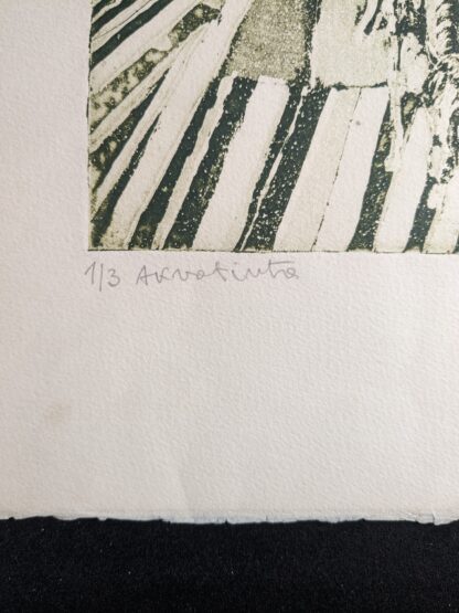 Groene surrealistische aquatint (1976) - onleesbaar - Afbeelding 3