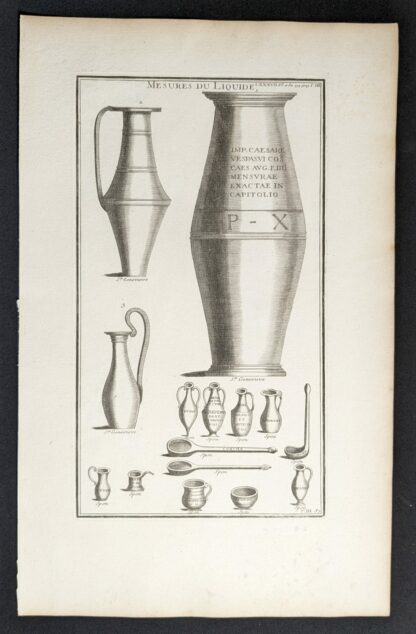 Mesure du Liquide - Bernard De Montfaucon engraving